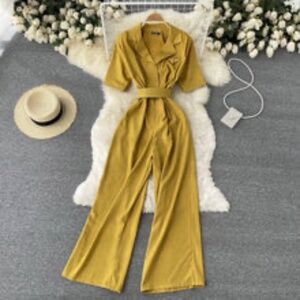 Yellow Jumpsuit with Belt